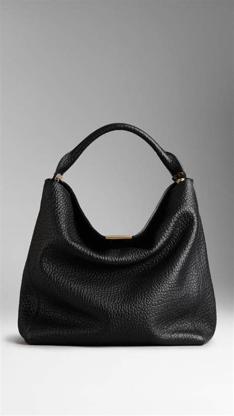 burberry medium signature grain leather hobo bag|Burberry adjustable shoulder bags.